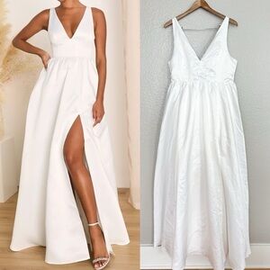 Blissfully Beloved Ivory Backless A-Line Bow Maxi Dress